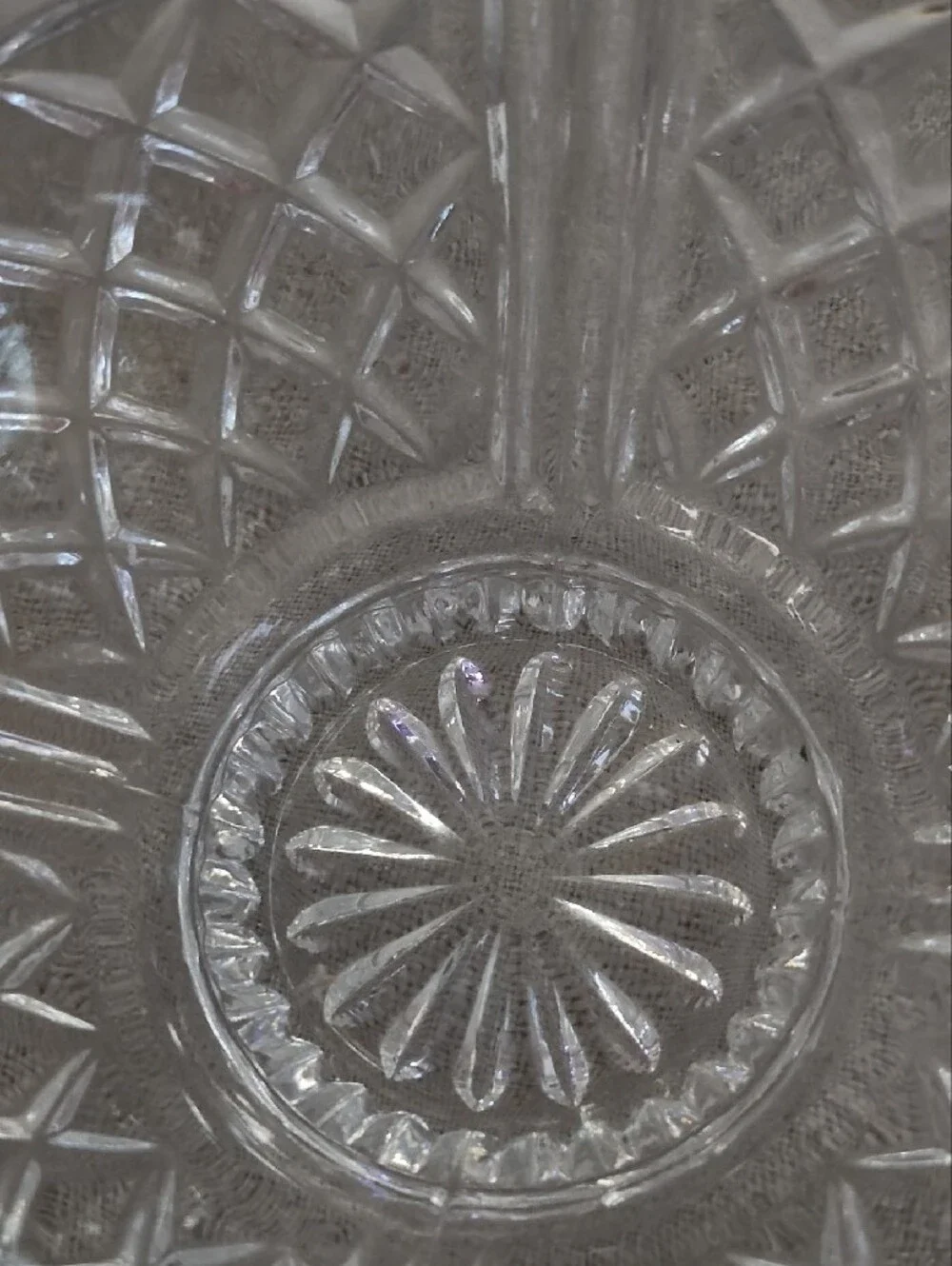 Elegant Cut Crystal Basket - Beautiful Clear Etched Pattern Design with Sparkle
